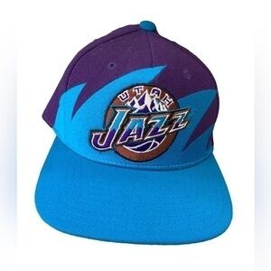 Vintage Utah Jazz Baseball Cap Sharktooth Snapback Blue Purple Embroidery